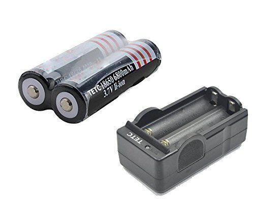 2pcs tetc 18650 3.7v 6800mah lithium ion parallel battery with dual charger for sale