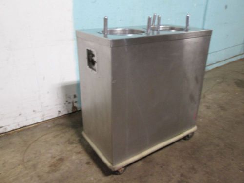 &#034; A M F &#034; MOBILE HEATED 10&#034; DUAL PLATE  S.S. DISPENSER/CARRIER/CART ON CASTERS