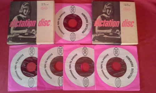 DDC Shorthand Dictaphone Records - 45 rpm - 2 boxes, 5 records - 100 to 140 wpm