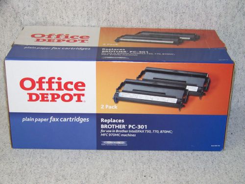 Office Depot Plain Paper Fax Cartridge 2 Pack Brother PC-301 Replacement