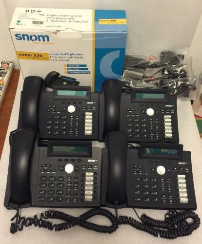 SNOM 320 VOIP Office Lot Of 5 Phones and Power Supplies Fast Ship