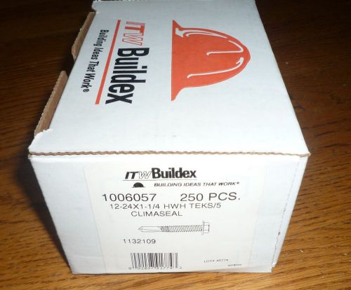 ITW Buildex 12-24x1-1/4&#034; HWH TEKS/5 Climaseal 250pc 1006057