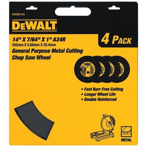 DEWALT DW8001B4 Heavy Duty 14 Inch 7 64 1 General Purpose Chop Saw Wheel 4 Pack
