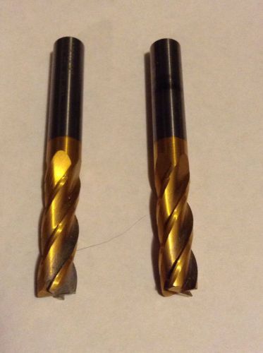 3/8&#034;x3/8&#034;x1-1/4&#034;x3&#034; Carbide End Mill &#034;lot Of 2&#034;