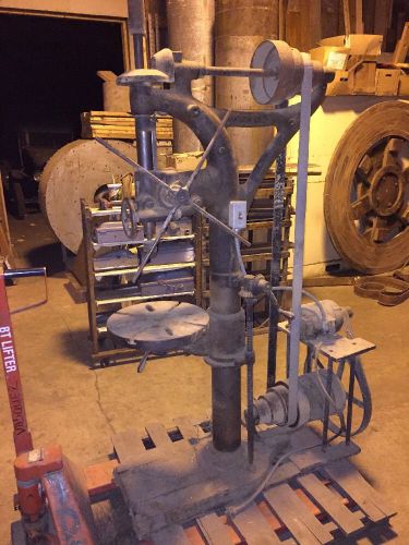 Prentice line shaft belt driven cast iron drill press with motor conversion for sale