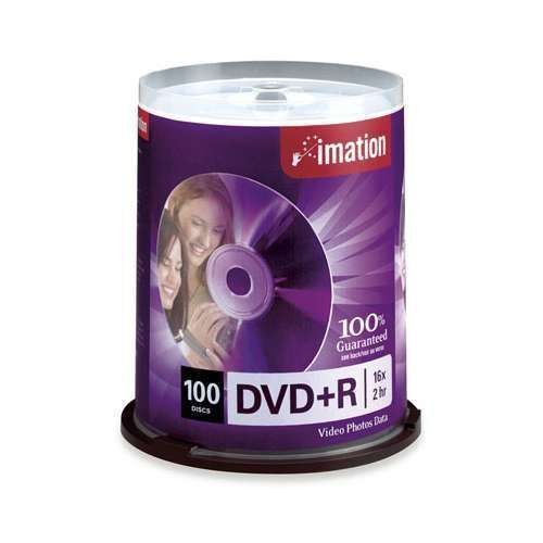 Imation DVD+R Spindle - 100 Pack, 16X, 4.7GB, Silver  - 18060