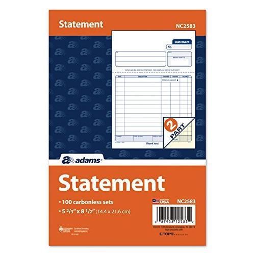 Adams Statement Unit Sets, 5.67 x 8.5 Inches, 2-Part, Carbonless, New