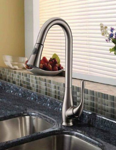 Calise single lever kitchen faucet w/ side pull down sprayer head for sale