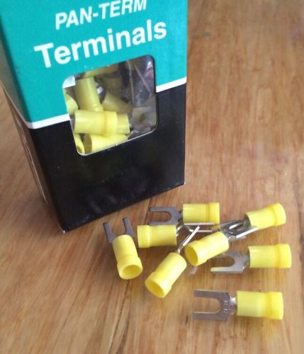 New in box (50) panduit pv-10f-l terminal fork vinyl insulated; 12-10awg for sale