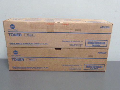 2 New Geniuine Konica Minolta TN414 Toner Cartridges A202030