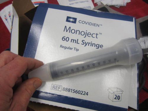 Monoject 60 ml syringes w/ regular tip, case of 15,ref# 8881560224 for sale