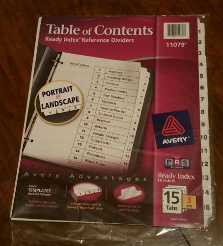 Avery Ready Index Table of Contents Dividers 15-Tab 3 Sets (11079)