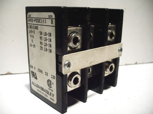 ALLEN-BRADLEY 1492-PD3C111 SER.B 600V 150A POWER TERMINAL BLOCK