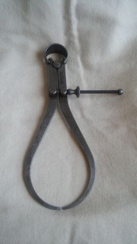 VINTAGE STARRETT 6 IN SPRING-TYPE OUTSIDE CALIPER W/ FLAT LEGS AND SOLID NUT