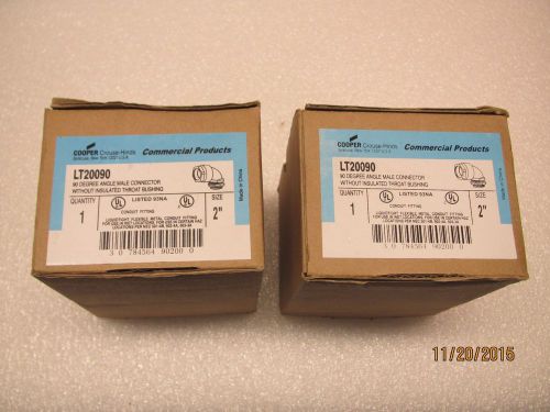 (2) cooper crouse hinds lt20090 2&#034; 90 deg angle male connector nib for sale