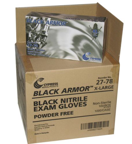Black armor nitrile disposable glove case of 1000 extra large powder free for sale