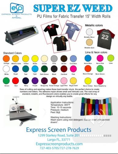 Super EZ Weed Heat Transfer Vinyl Sample Pack-You Pick 5 colors, (5 Yards)