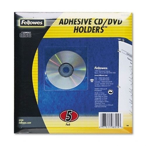 LOT OF 4 FELLOWES 5pk (20) CLEAR ADHESIVE CD/DVD HOLDERS #98315 NEW DISC SLEEVES