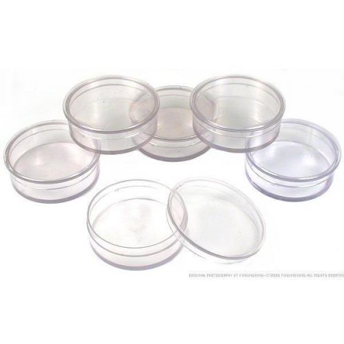 6 Round Plastic Organizer Container Storage Jars for Beads &amp; Gems 1 3/4&#034;
