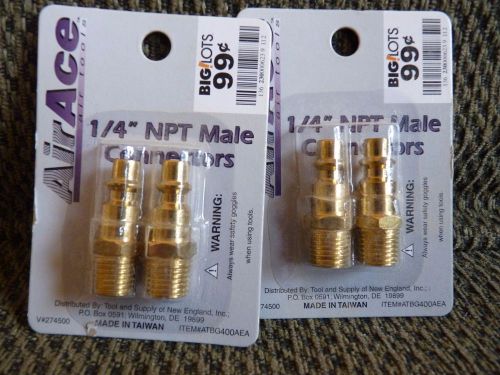 New 2- 2pk  1/4&#034; NPT Male connectors(4 connectors)