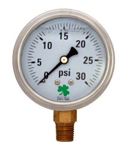 Zenport lpg30 zen-tek glycerin liquid filled pressure gauge, 30 psi for sale
