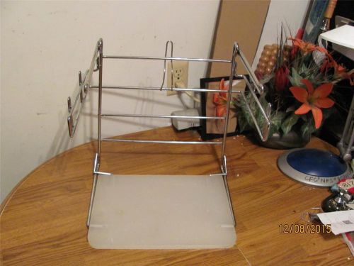 COMMERCIAL STAINLESS STEEL BAG HOLDER -T- POLY BASE- COUNTER TOP-VERY GOOD USED