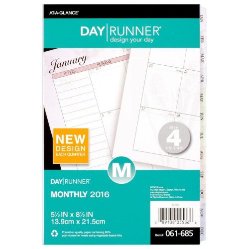 Day Runner Two Page Per Month Refill 2016 12 Months Loose-Leaf Size 4 5.5 x 8...