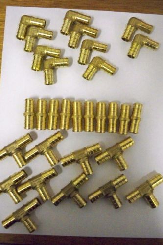1/2&#034; lead free brass pex fittings 10 ea-elbow,coupler, tee for sale