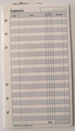Dayrunner Expenses Planner Refill Pages 4 or 6 Ring 3 3/4in x 6 3/4in