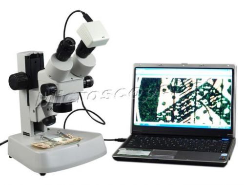 7X-45X Zoom Binocular Stereo Microscope Large Base w 1.3MP USB Camera
