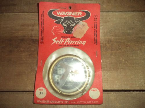 NOS Vintage Wagner Brass Bull Ring Dairy Beef Cattle Self Piercing Ring size 31