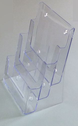 Three Tier Leaflet Holder 8.5x11&#034; Literature Holder Clear AcrylicWall Mount14917