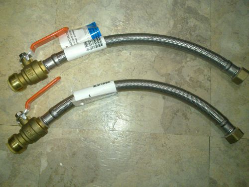 2 x Sharkbite Water Heater Connector With Shutoff Valve 3/4&#034; x 3/4&#034; FIP 18&#034;