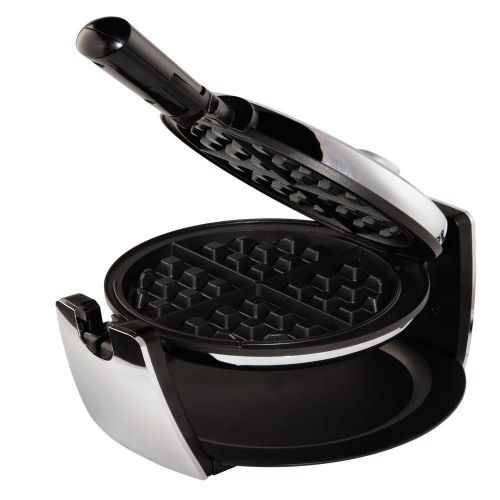 Oster flip waffle maker in chrome durable chrome housing with black accents for sale