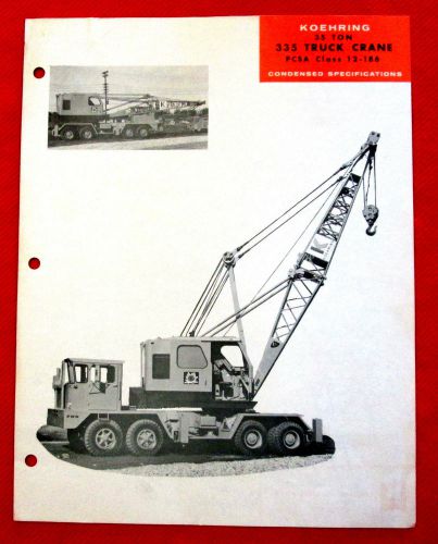 1960s Koehring 335 Truck Crane Heavy Duty Equipment Specifications Sheet golc2