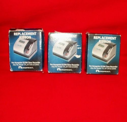 Three Acroprint  ES700 Time Clock Replacement Ribbons - New! PN 39-0128-000
