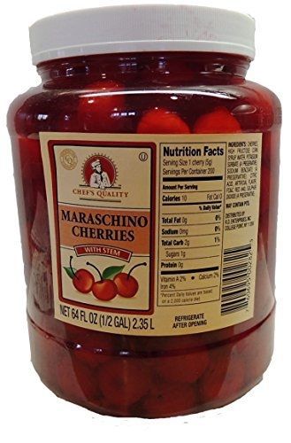 Chef&#039;s Quality: Maraschino Cherries with Stem (64 Oz.)