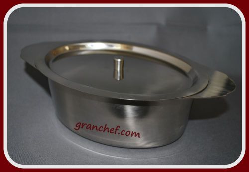 Oval casserole with cover ~ 24 oz. heavy wt.18-8 stainless steel ~ brand new! for sale
