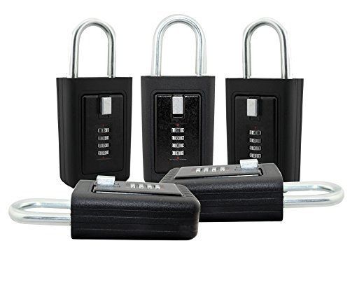 REALTOR key Lock Box - 5 Pack Combination 4 Pin Dial Safe Vault - Portable
