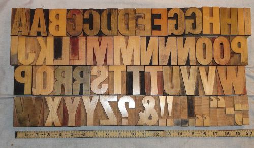 Large antique 15 line 2.5&#034; 180 point gothic condensed letterpress wood type 59pc for sale