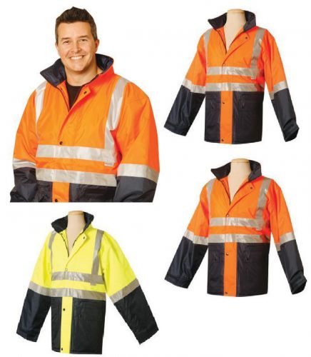 Mens high visibility heavy duty work wear safety waterproof hi-vis jacket warm for sale