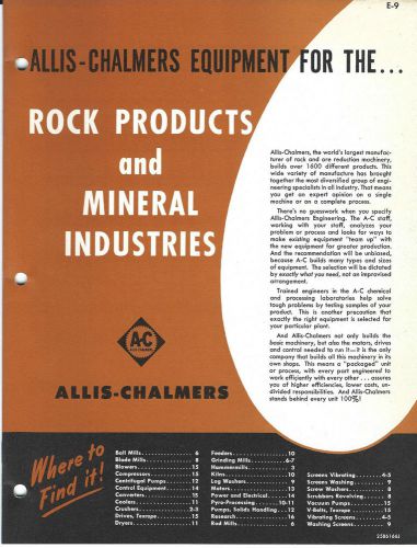 Equipment Brochure - Allis-Chalmers - Rock Mineral Products - c1951 (E3022)