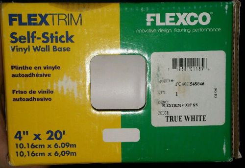 Flextrim 4&#034; x 20&#039; Pure WhiteVinyl Self Stick Wall Base Moulding,