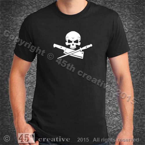 Butcher Crossbones T-shirt XL - butchering meat cleaver butcher&#039;s skull t shirt