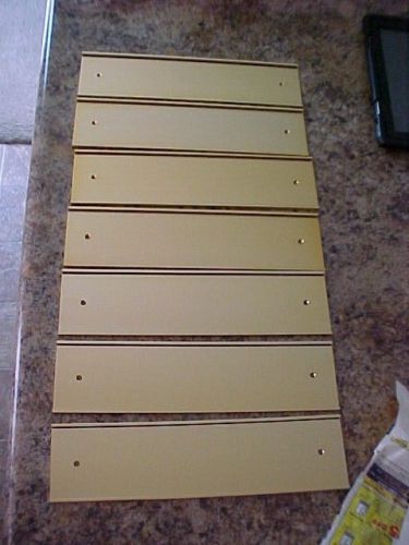 LOT OF 7 GOLD wall door mount NAME PLATE HOLDERS tag badge 3&#034; X 12&#034; B