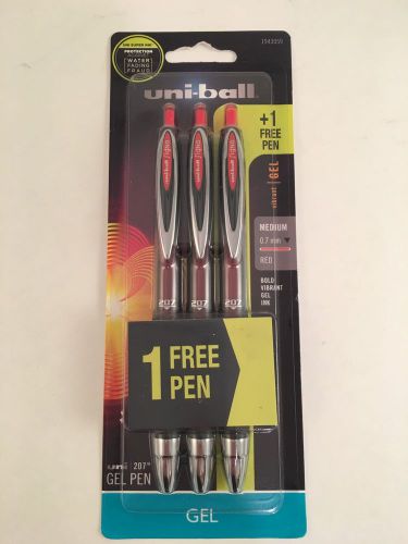 Uni-ball Signo 207 Gel Pen Red Ink 0.7 Retractable Bold Vibrant Gel Ink 3 Pack
