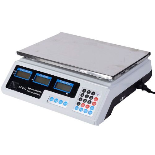 Digital Weight Scale Price Computing Retail Food Meat Scales Count Scale  66Lbs