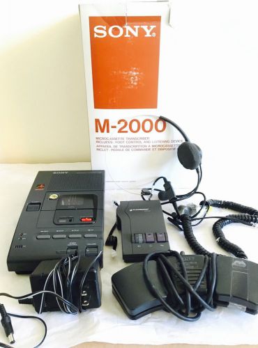 SONY M-2000 Microcassette Transcriber, Foot Control, Original Box Complete