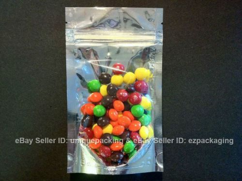 350 pcs 5x8 ziplock stand up pouches 4 mil (sup-b) - clear-silver for sale