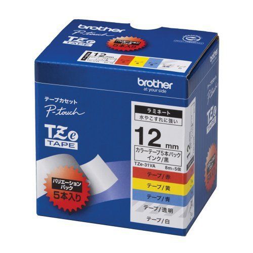 Brother Industries Ltd - TZe tape laminate 12mm 5 types assortment pack TZe-31VA